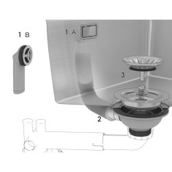 Ventil kurv med rundt og rektangulært overløp krom 1 1/2", Intra