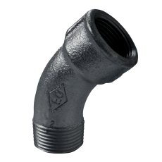 Bend 45° m/1 muffe sort adusert innvendig x utvendig 3/8"