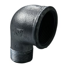 Albu 90° m/1 muffe sort adusert innvendig x utvendig 1 1/4"