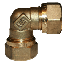 Albue 2 kuplinger messing 22 mm x 22 mm, Vatette