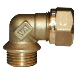 Albue 1 kupling x utvendig messing 12 mm x 3/8", Vatette