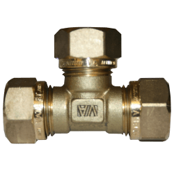 T-rør 3 kuplinger messing 15 mm x 15 mm x 15 mm, Vatette
