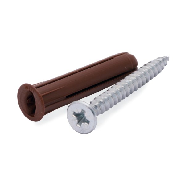 Zoom bilde av Plastplugg brun med skrue 8 mm x 40 mm 5 st, FAST
