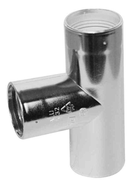 Zoom bilde av T-rør Falu Vulk 73315 m/3 muffer krom PP 32 mm, Faluplast