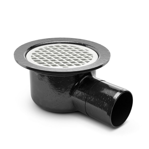 Zoom bilde av Gulvsluk Bigg støpejern 110 E med sideutløp 110 mm, Purus