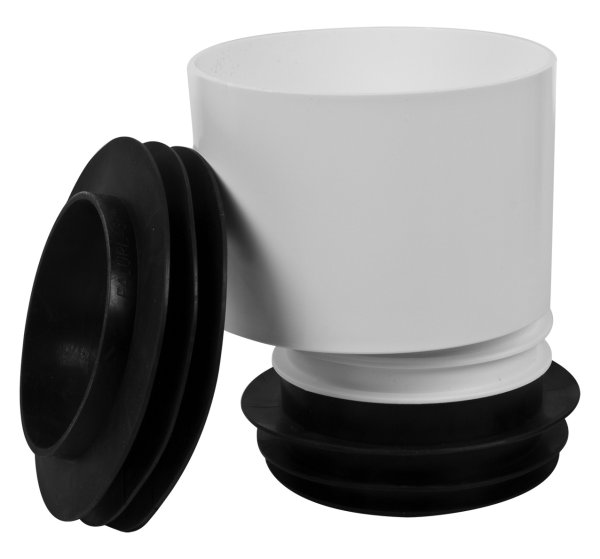 Zoom bilde av Klosettstuss med WC mansjett og hette, hvit Falu. Høyde 150 mm, Ø110mm