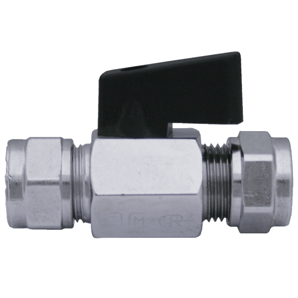 Zoom bilde av Kuleventil med grep forkrommet 10 mm x 15 mm, Valvex