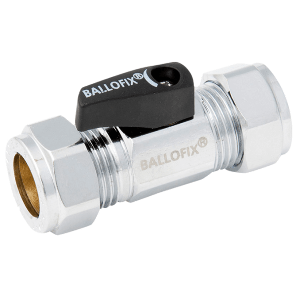 Zoom bilde av Kuleventil med vred forkrommet 15 mm x 12 mm, Ballofix