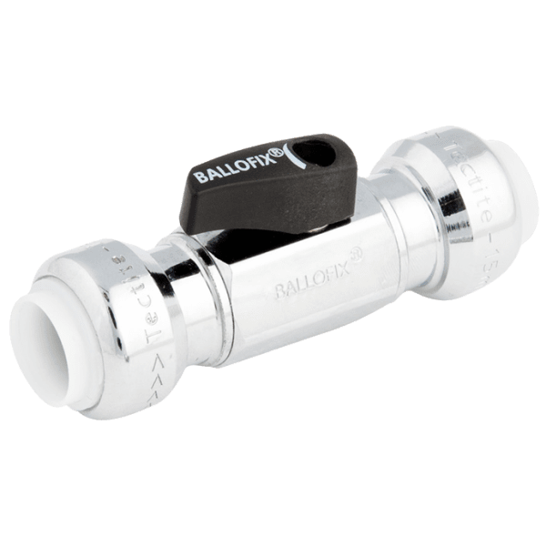 Zoom bilde av Kuleventil med grep forkrommet push 12 mm, Ballofix