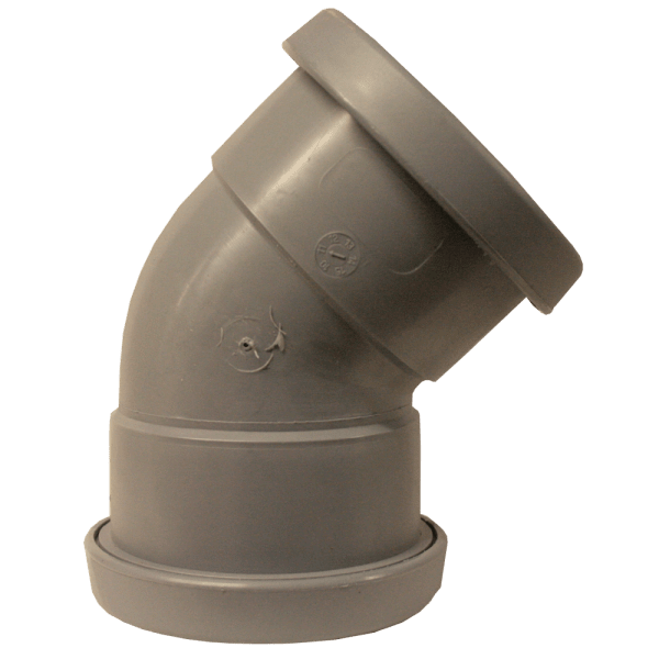 Zoom bilde av Bend 45° m/2 muffer PP/HT 50 mm, Nordic Pipelife