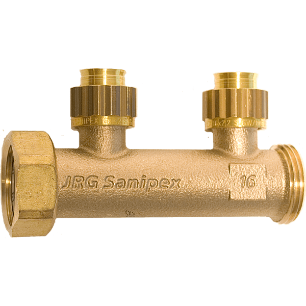 Zoom bilde av Fordelerl 2 uttak konkobling x løpemutter x utvendig 12x1,7 mm x 1" MN, Sanipex