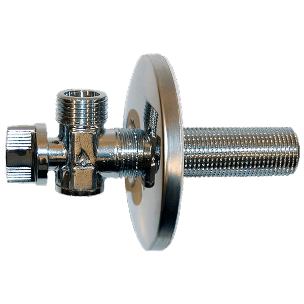 Zoom bilde av Vinkelventil med avstegning og dekkeskive, Sanipex, 1/2" x 3/8"