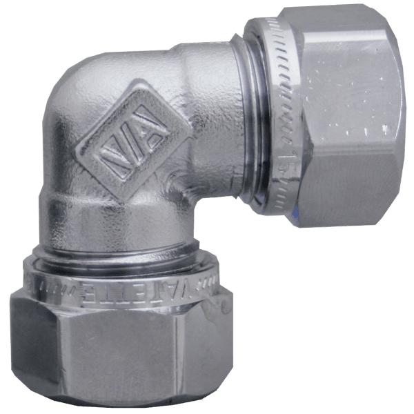 Zoom bilde av Albue 2 kuplinger forkrommet 22 mm x 22 mm, Vatette