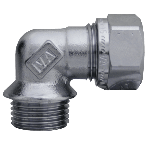 Zoom bilde av Albue 1 kupling x utvendig forkrommet 15 mm x 1/2", Vatette
