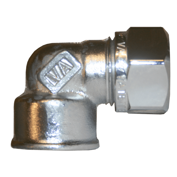 Zoom bilde av Albue 1 kupling x innvendig forkrommet 12 mm x 1/2", Vatette