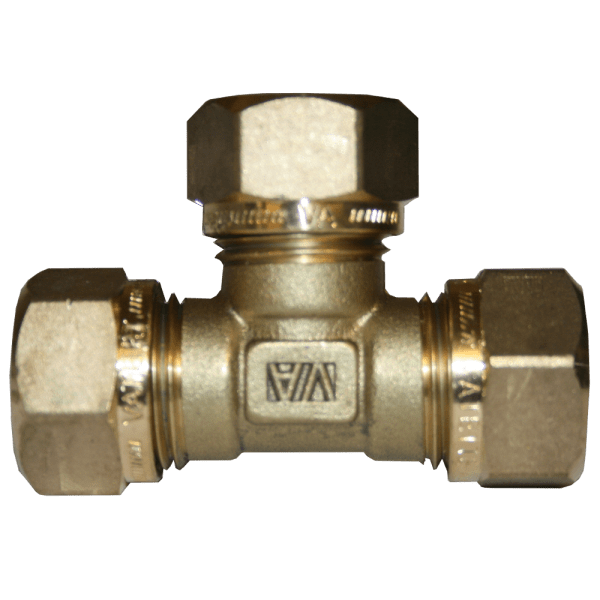 Zoom bilde av T-rør 3 kuplinger messing 28 mm x 28 mm x 28 mm, Vatette