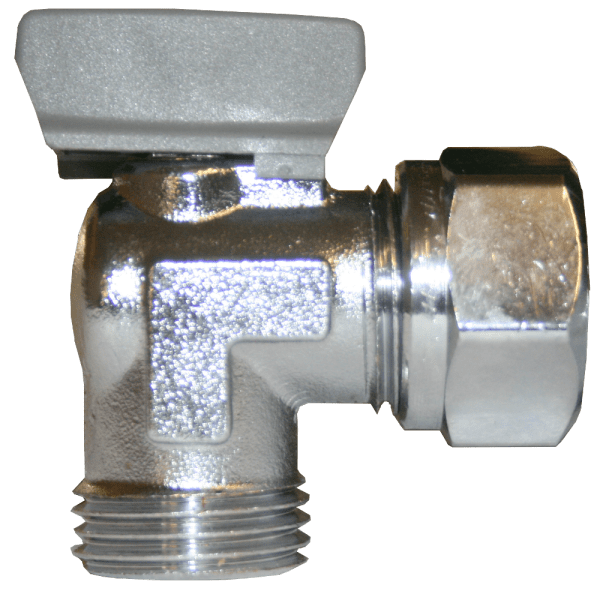 Zoom bilde av Kuleventil med grep vinkel forkrommet utvendig 1/2" x 15 mm, Vatette