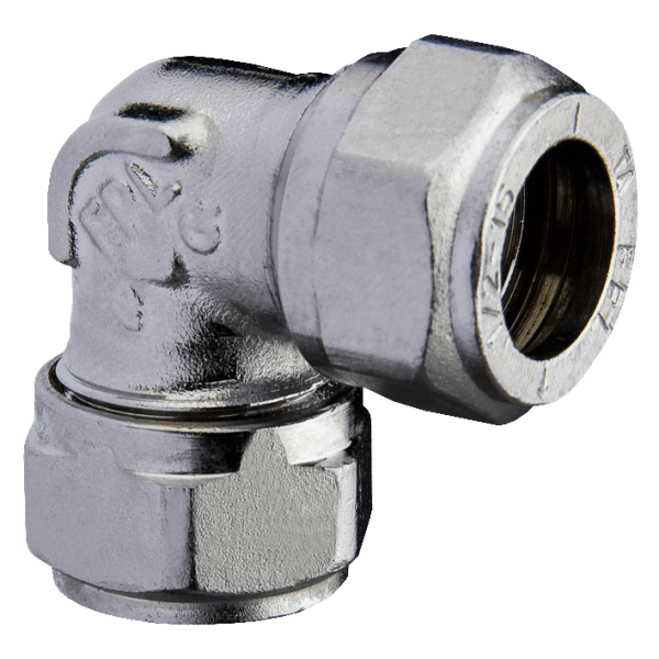Zoom bilde av Albue 2 kuplinger forkrommet 15 mm x 15 mm, FPL