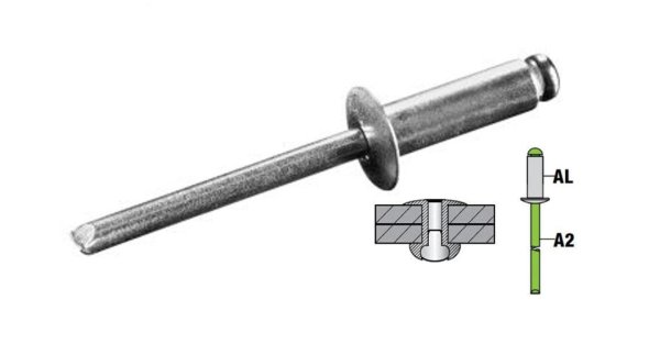 Zoom bilde av Popnagler alu/rostfri 4,8 mm x 8 mm 500 st, GOEBEL