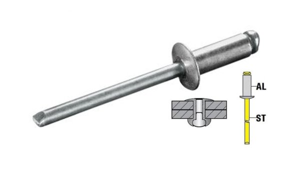 Zoom bilde av Popnagler alu/stål 4,8 mm x 8 mm 500 st, GOEBEL