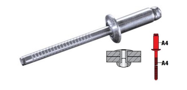 Zoom bilde av Popnagler RF syrefast 3,2 mm x 10 mm 1000 st, GOEBEL