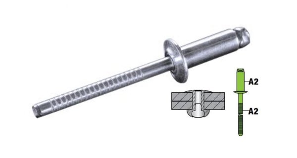 Zoom bilde av Popnagler rustfri 3,2 mm x 8 mm 1000 st, GOEBEL