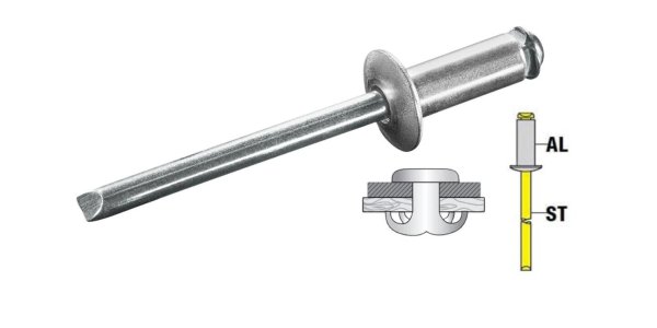 Zoom bilde av Popnagler STAR alu/stål 3,2 mm x 8 mm 1000 st, GOEBEL